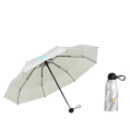 Titanium Silver Coating Pocket Size Mini UV Windproof Five Folding Umbrella with Doll Storage